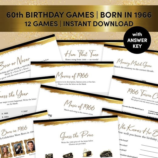 60th Birthday Party Games — Born in 1966