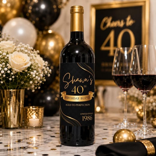 40th Birthday Wine Label — Aged to Perfection