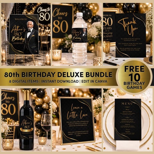Men's 80th Birthday Party Favors — Deluxe Bundle