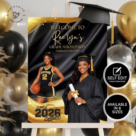 Basketball Graduation Welcome Sign — Athlete Senior Poster