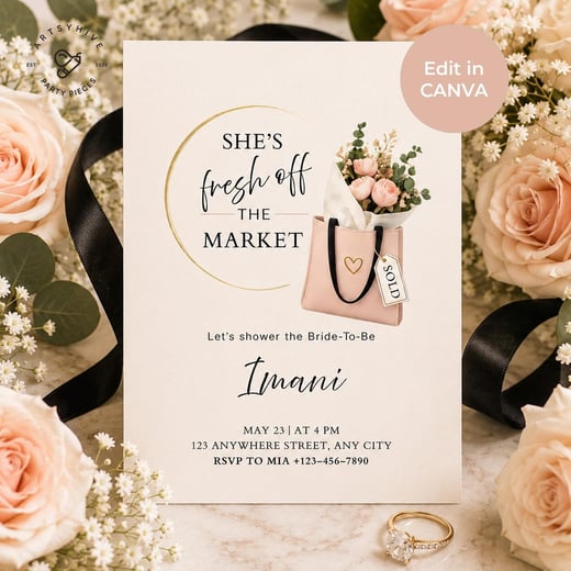 She's Fresh Off the Market — Bridal Shower Invitation