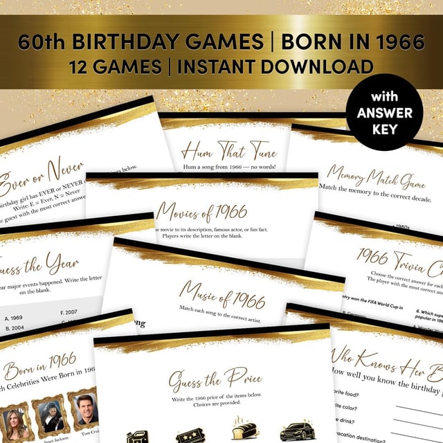 60th Birthday Party Games — Born in 1966