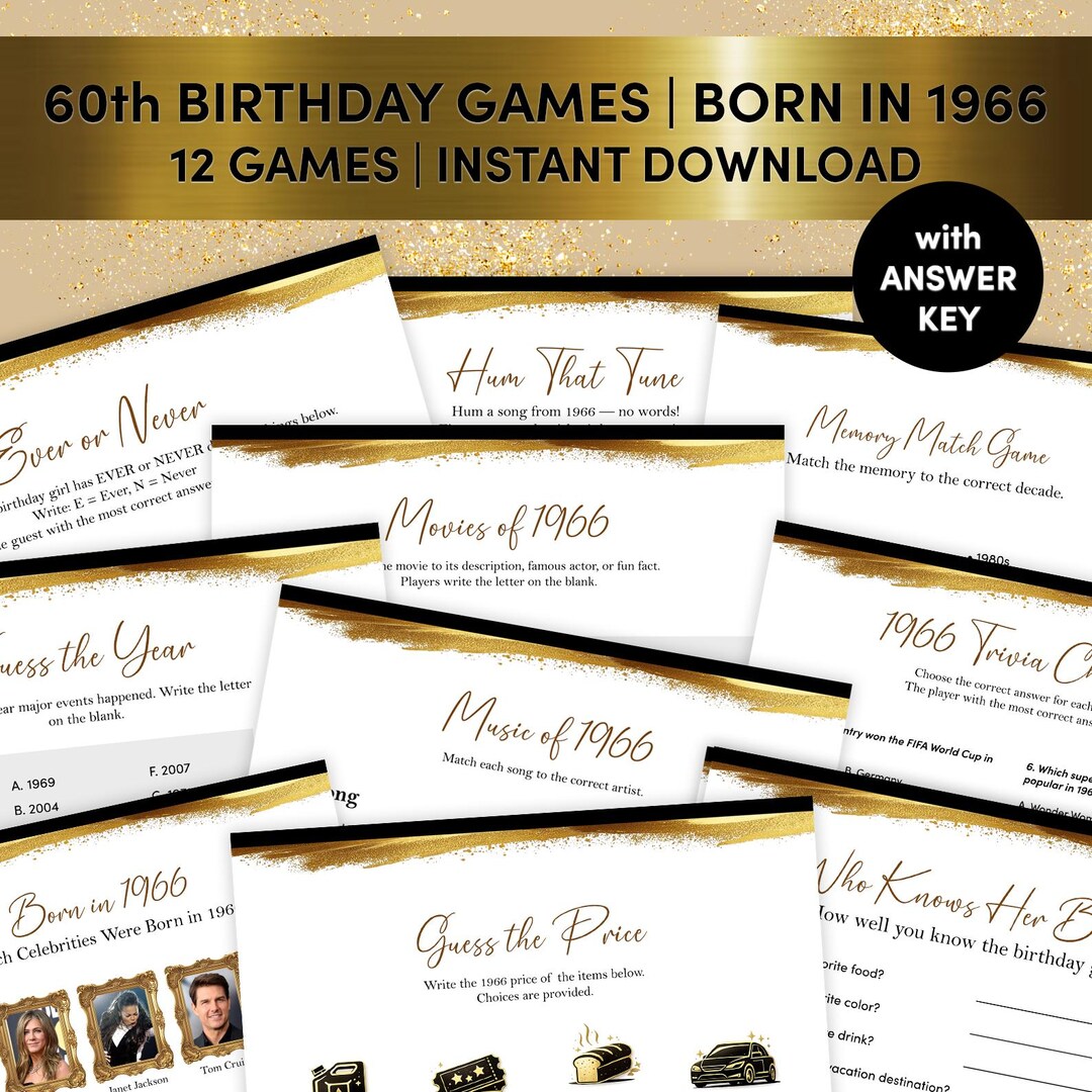 60th Birthday Party Games — Born in 1966