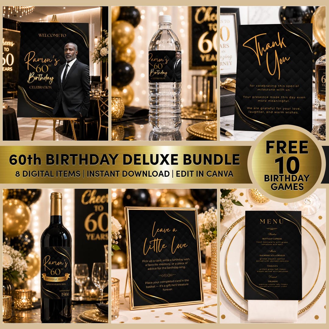 60th Birthday Party Favors for Men — Deluxe Bundle